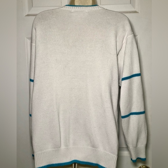 Michel Sport Unisex Knitted Preppy Cream Cardigan Size Medium Vintage - Picture 4 of 6